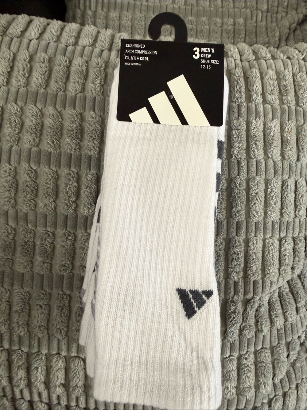 adidas Men’s White Crew Athletic Socks with Black Logo - 3 Pack